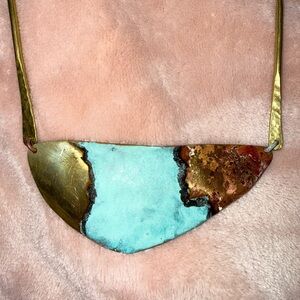Sibilia Artistic Gold and Turquoise Necklace